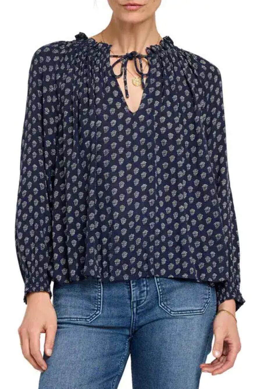 Faherty Emery Peasont Blouse Lotus Floral Small